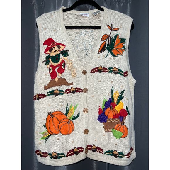 no brand Sweaters - Ugly Halloween Sweater Vest Vintage Fall Pumpkins Size Large